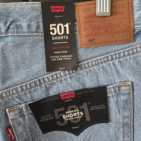Levi's 501 High-rise Faded Blue Jean Shorts - Picture 3 of 3